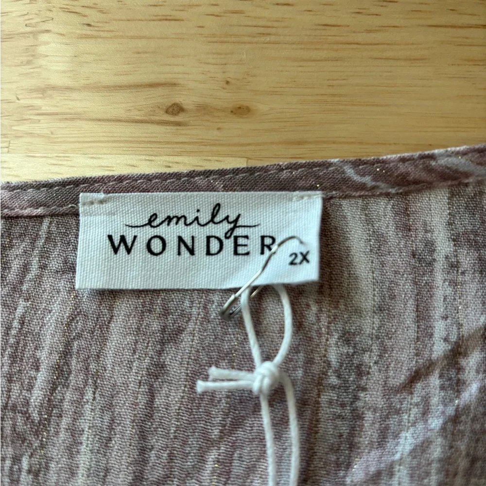 EMILY WONDER Mauve Artsy V Neck Abstract Print Tunic Top Blouse 2X New NWT - Picture 9 of 11